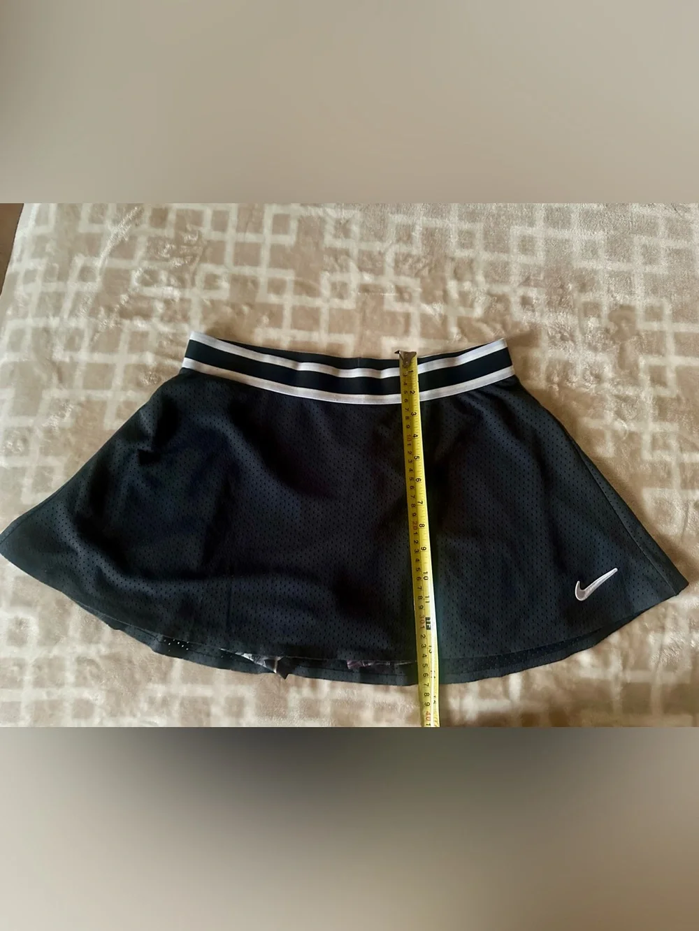 Nike Black Skort with White Stripe Waistband and Swoosh